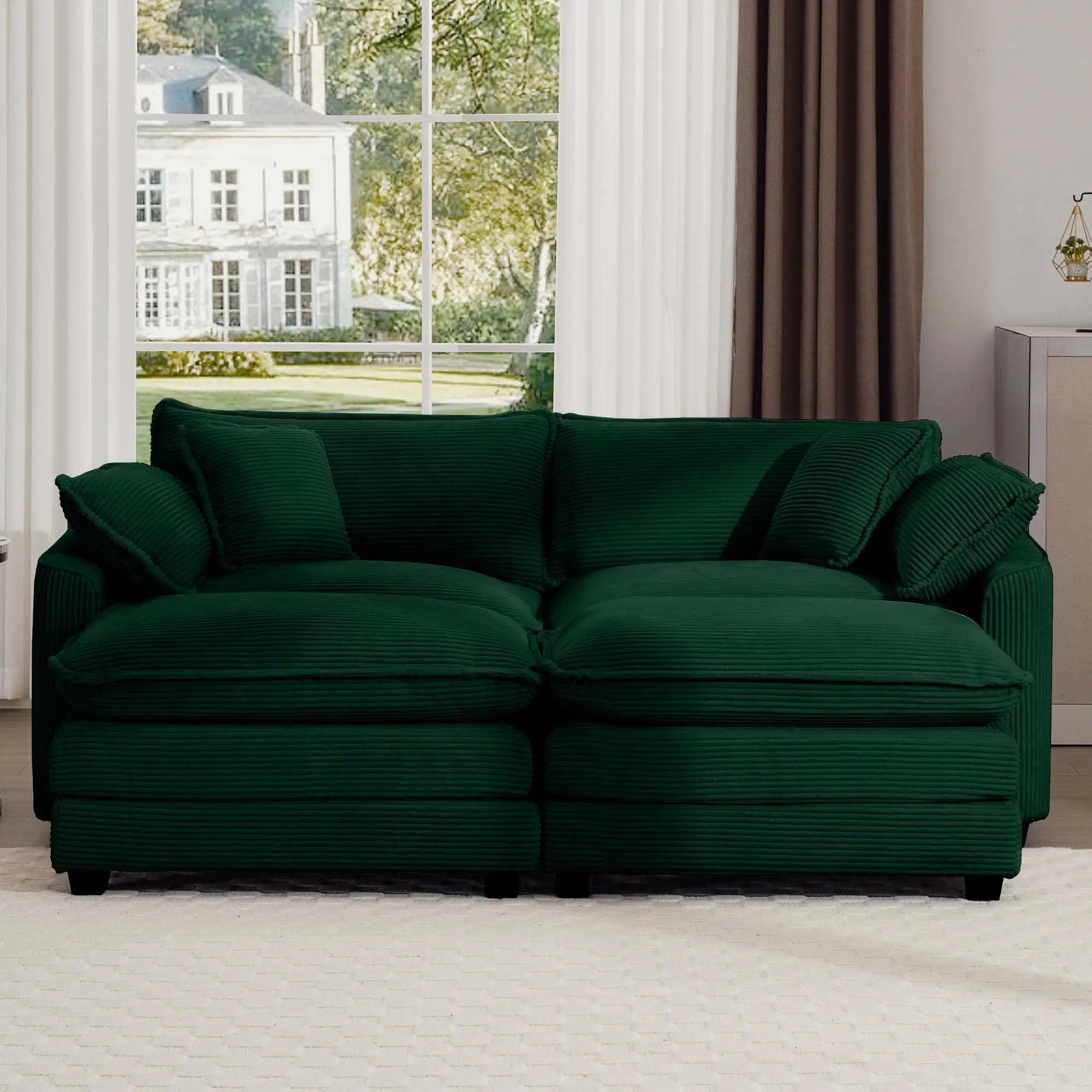 Modern Oversized Modular Cushion Sofa With Ottoman, Low Back, Deep Seating Sofa Set by Unique Piece Furniture