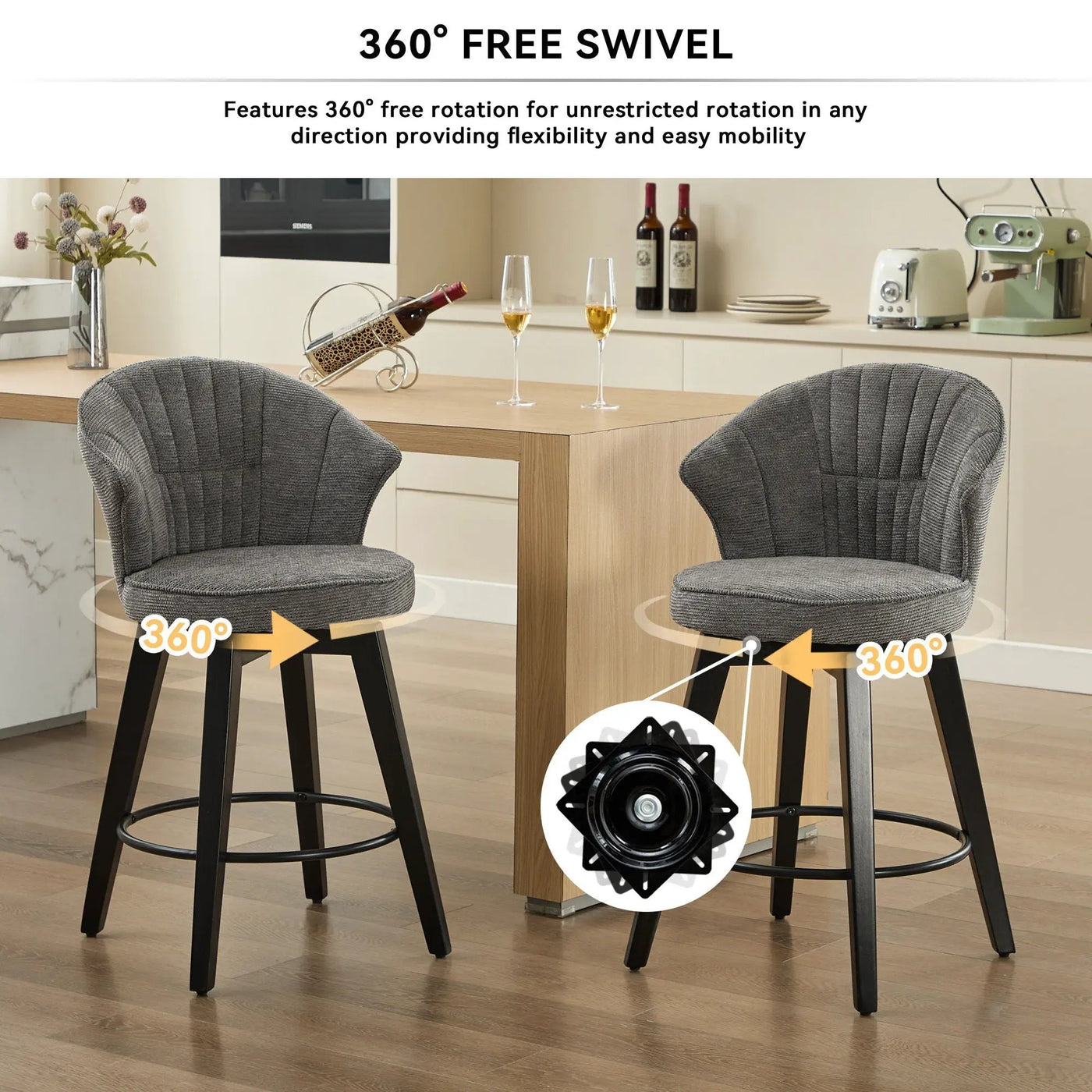 Wing Back Swivel Bar Stools (Set of 2) by HouseOfZazla