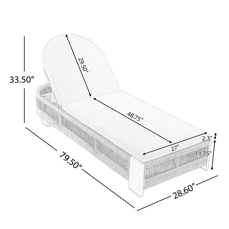 Outdoor Rope Chaise Lounge Set with Teak Look Side Table by HouseOfZazla