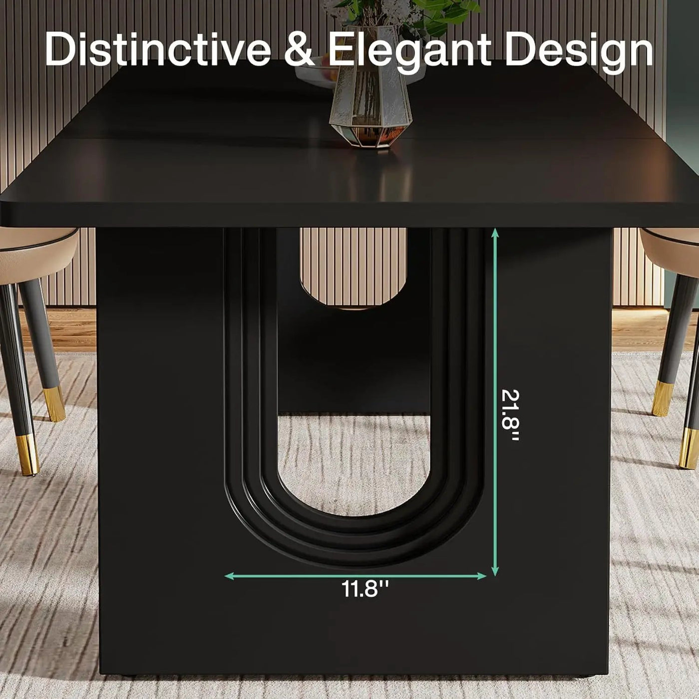 Rectangular Dining Table For 6 - 8 People With Pedestal Base by HouseOfZazla
