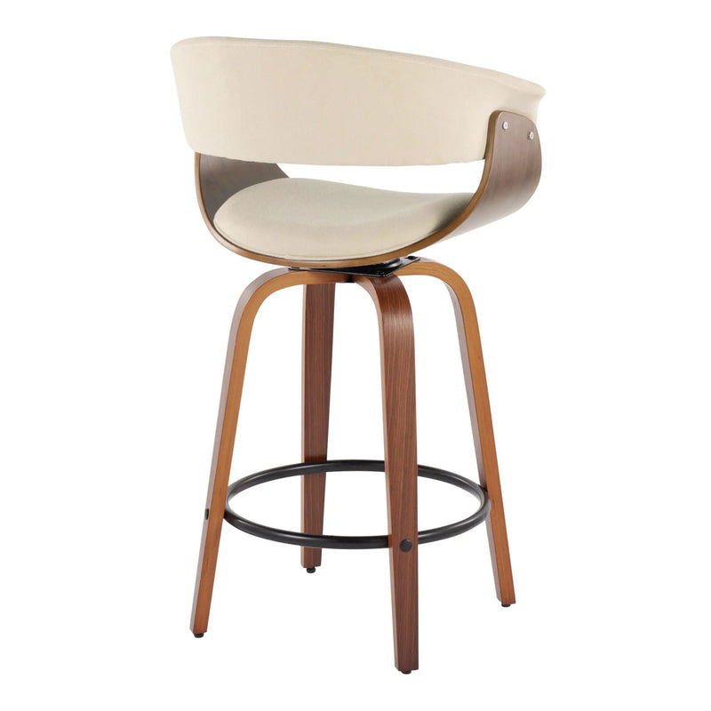 Vintage Mod - Mid Century Modern Fixed Height Counter Stool & Swivel With Round Footrest (Set of 2) by Unique Piece Furniture