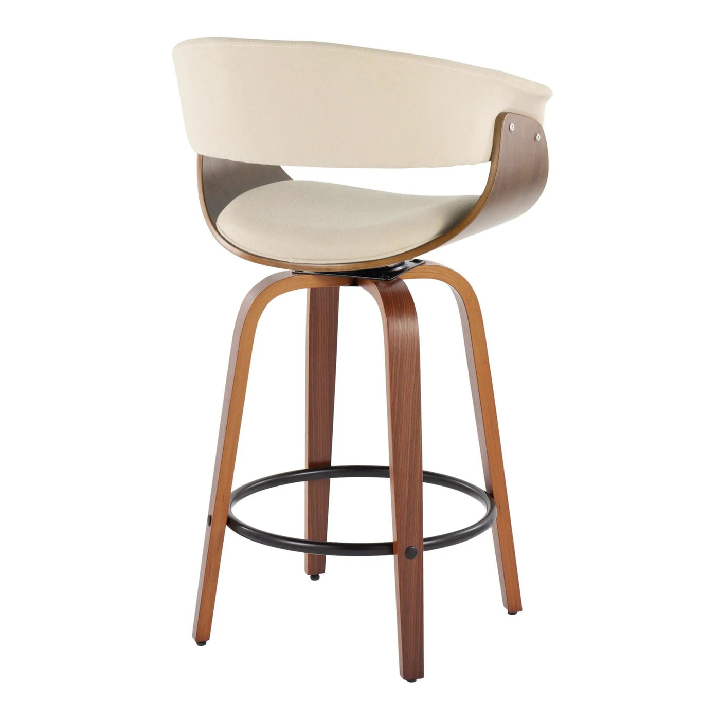 Vintage Mod - Mid Century Modern Fixed Height Counter Stool & Swivel With Round Footrest (Set of 2) by HouseOfZazla