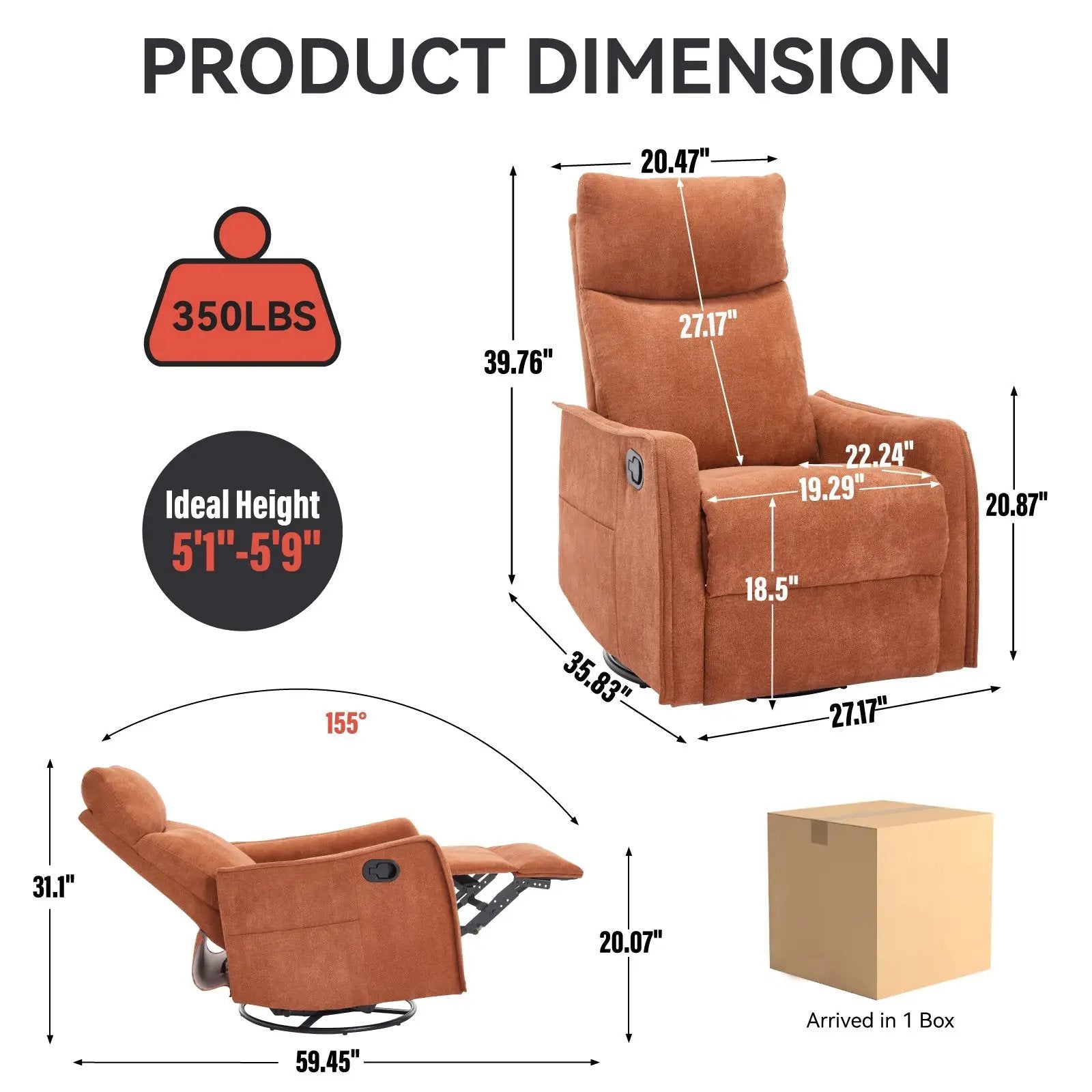 Heat Massage Manual Recliner Chair with Rocker & Swivel by HouseOfZazla