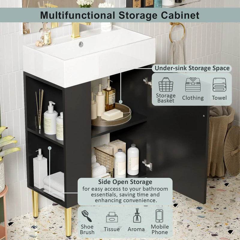 Bathroom Vanity, Combo Cabinet, Bathroom Storage Cabinet, Single Ceramic Sink by HouseOfZazla