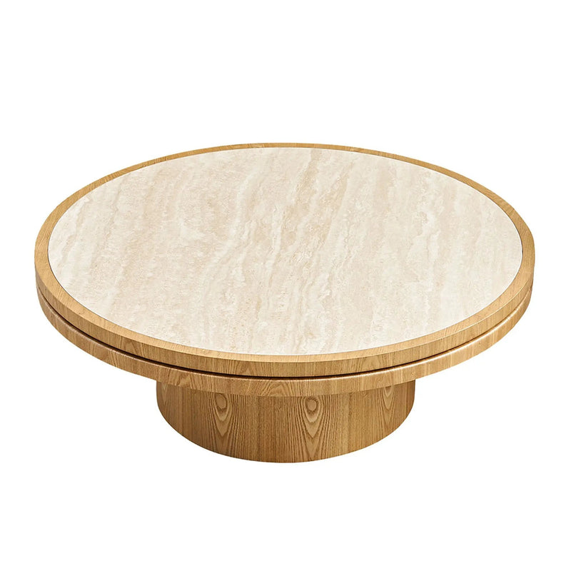 35.43 Inch Round Coffee Table with Sintered Stone Top by HouseOfZazla