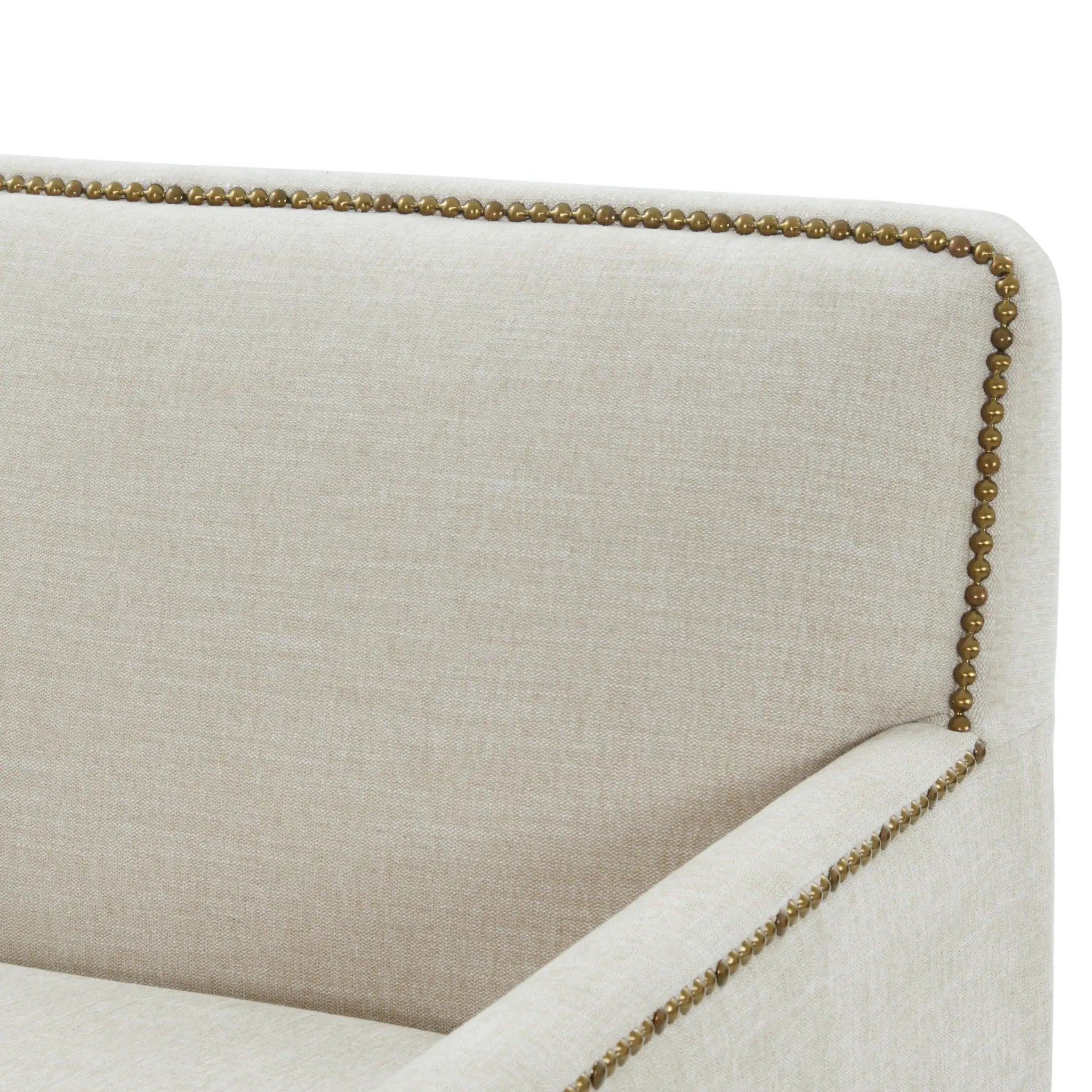 Tolland - Swivel Accent Chair With Antique Brass Nailhead Trim - Beige by HouseOfZazla