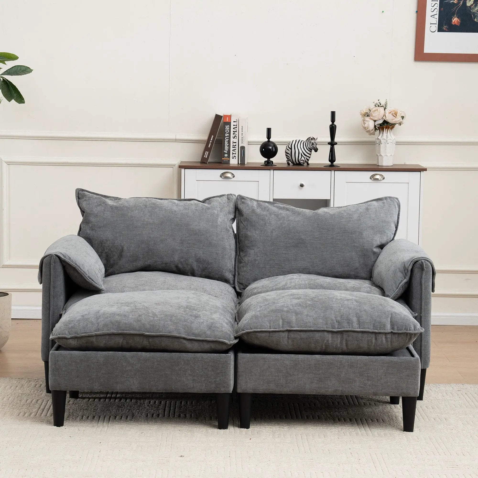 Convertible Combination Sofa With Footstools With Storage by Unique Piece Furniture