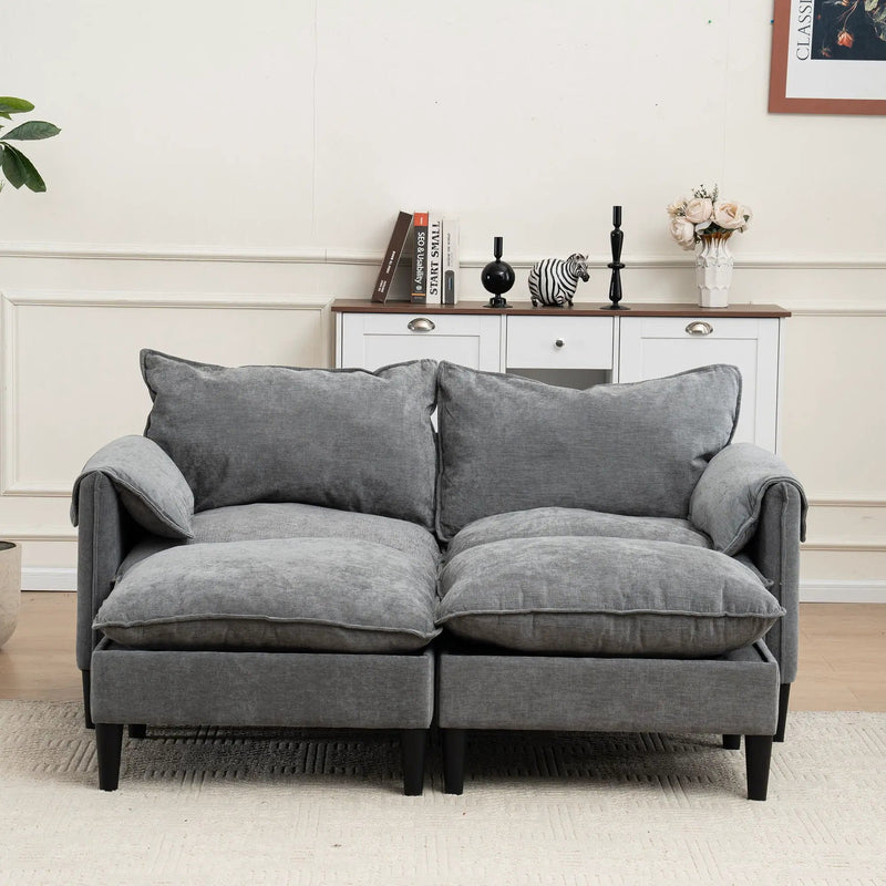 Convertible Combination Sofa With Footstools With Storage by HouseOfZazla