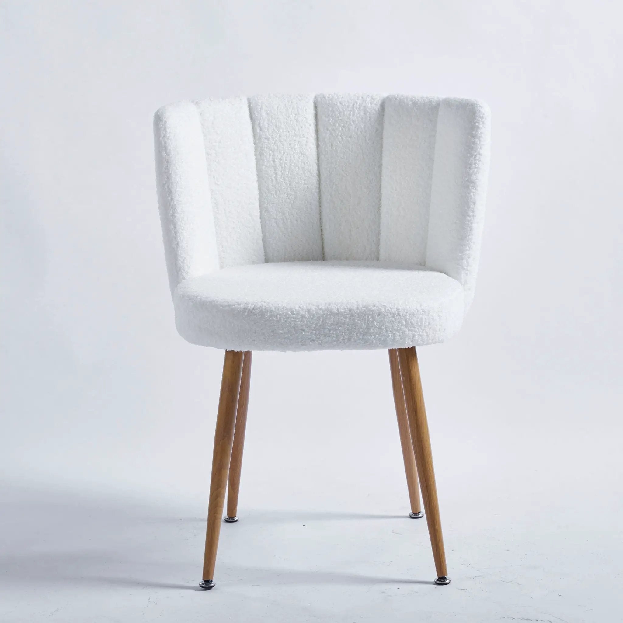 Modern Dining Chair (Set of 2) With Iron Tube Wood Color Legs, Shorthair Cushions And Comfortable Backrest, Suitable For Dining Room, Living Room, Cafe, Simple Structure by HouseOfZazla