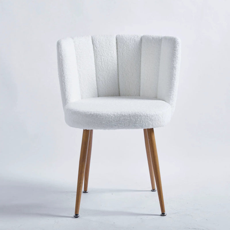 Modern Dining Chair (Set of 2) With Iron Tube Wood Color Legs, Shorthair Cushions And Comfortable Backrest, Suitable For Dining Room, Living Room, Cafe, Simple Structure by HouseOfZazla