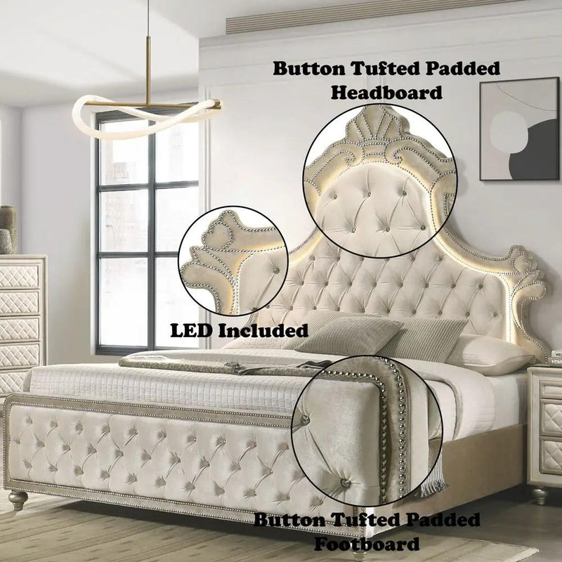 Lucienne - Bed With LED by Unique Piece Furniture