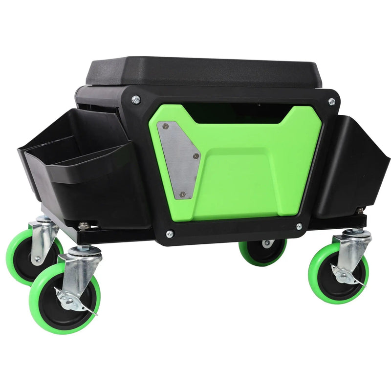 Heavy Duty Mechanic Stool With Wheels And Soft Rubber Cushion And 330Lbs Capacity - Green by HouseOfZazla