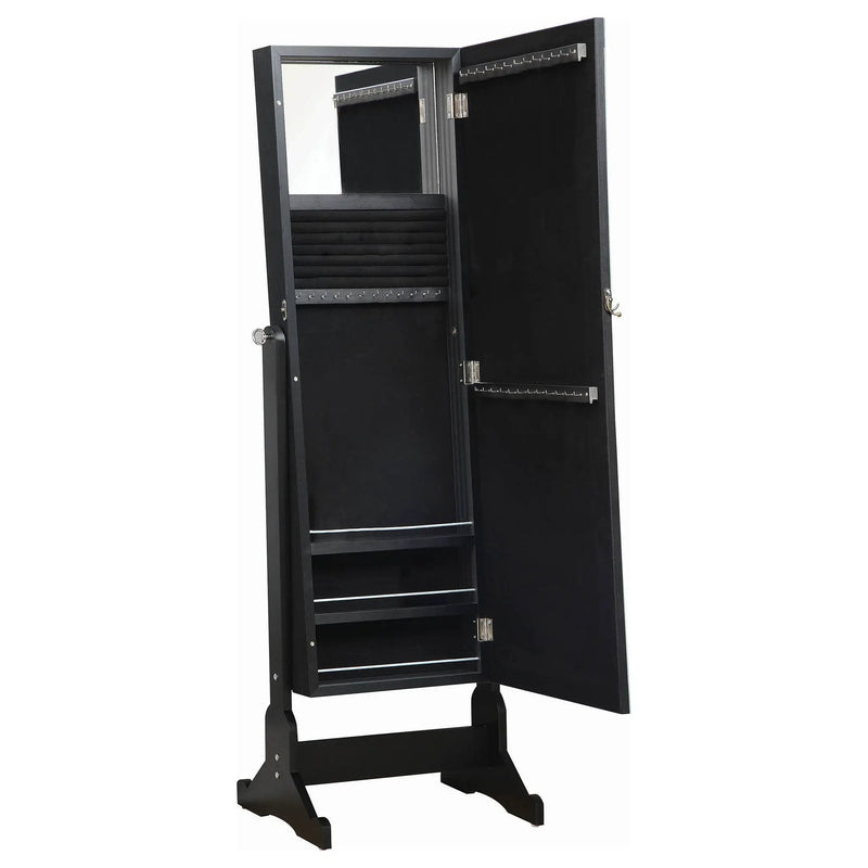 Cortez Cheval Mirror with Jewelry Storage Black by Unique Piece Furniture
