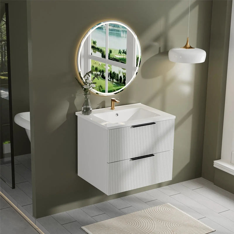 Modern Wall Mounted Floating Bathroom Vanity With Sink And Drawers by Unique Piece Furniture