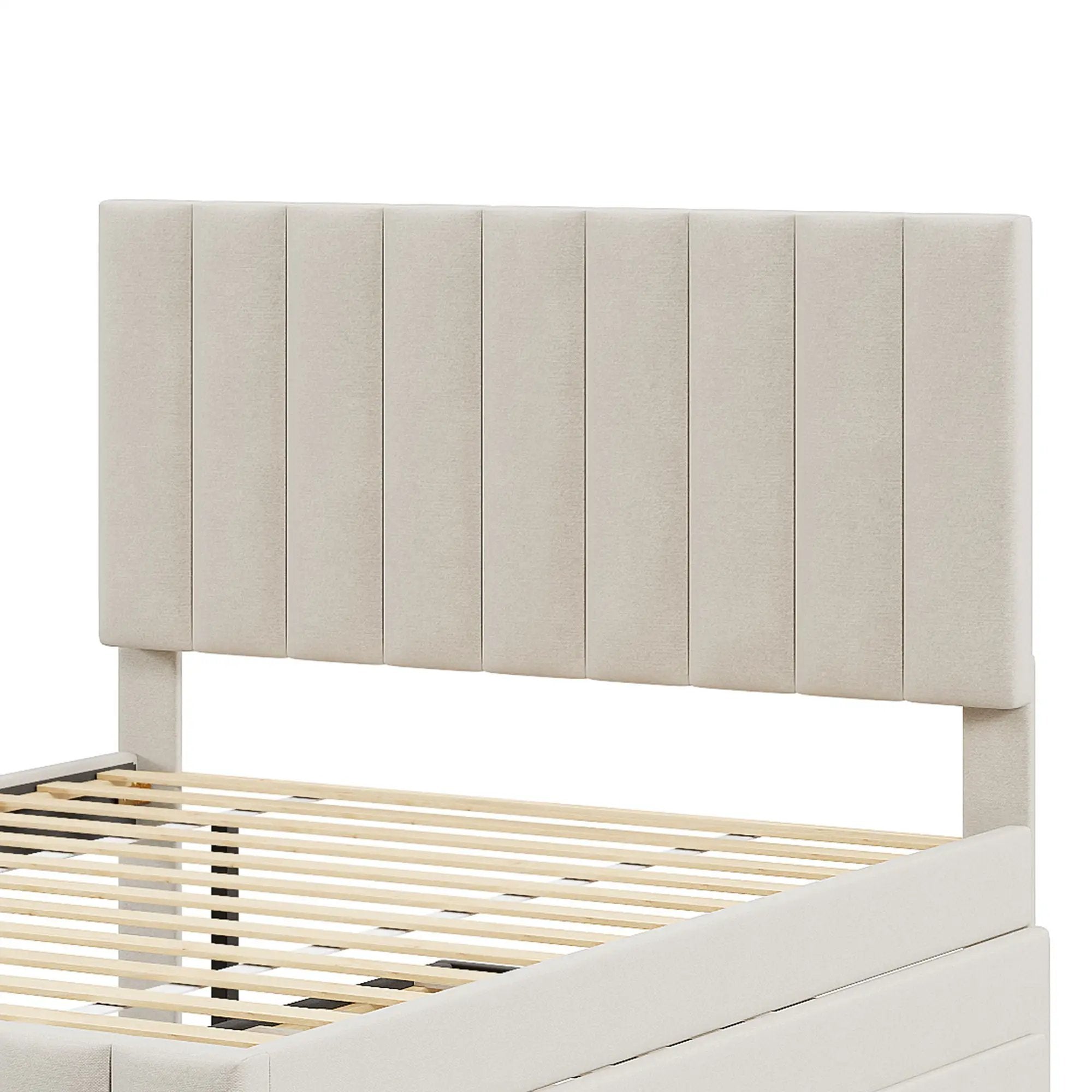 Upholstered Platform Bed With Twin Size Trundle And 3 Drawers by Unique Piece Furniture