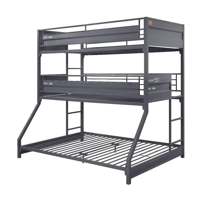 Cargo - Twin Over Twin Over Full Bunk Bed - Gunmetal by Unique Piece Furniture