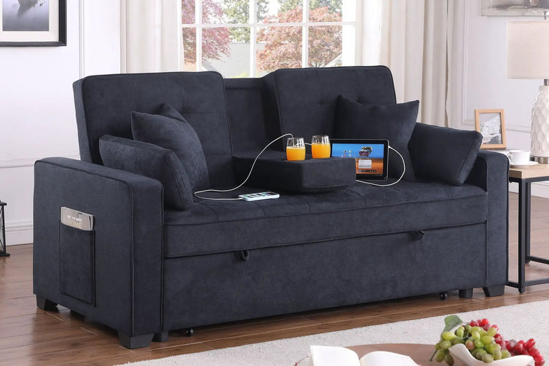 Cody II - 69.5"W Woven Fabric Convertible Sleeper Loveseat with Cup Holder by Unique Piece Furniture