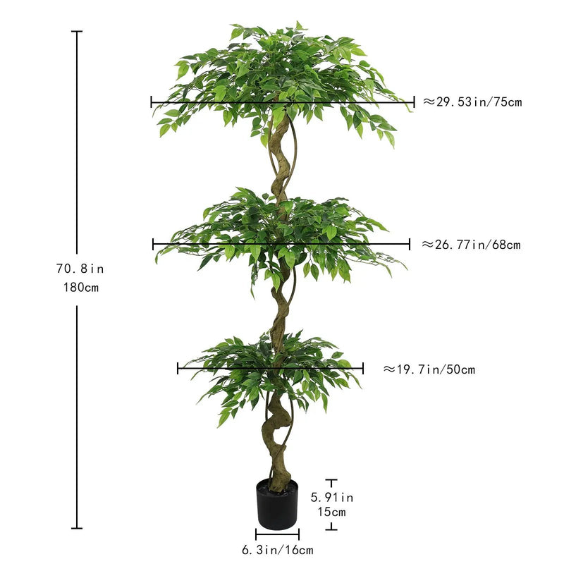 Artificial Ficus Tree With Pot For Home Decor Indoor Plant - Green by Unique Piece Furniture