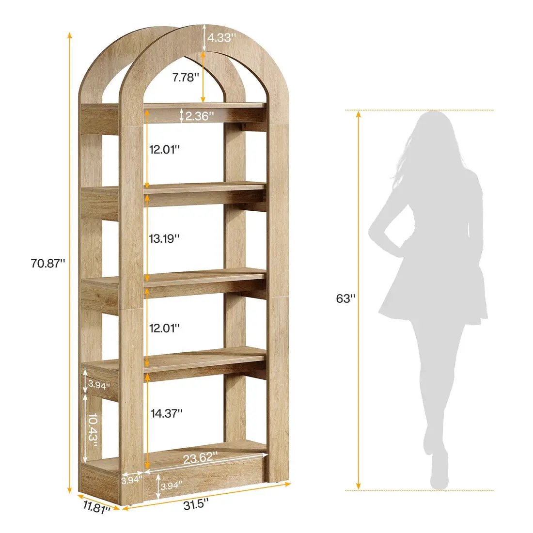 Arched Display Shelf - 5-Tier Bookshelf by HouseOfZazla