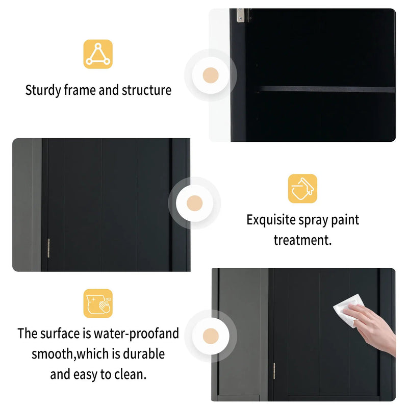 Tall Bathroom Storage Cabinet With Glass Doors, Free-Standing, Two Drawers, And Adjustable Shelves, Board, Painted Perfect For Displaying Your Favorite Items by HouseOfZazla