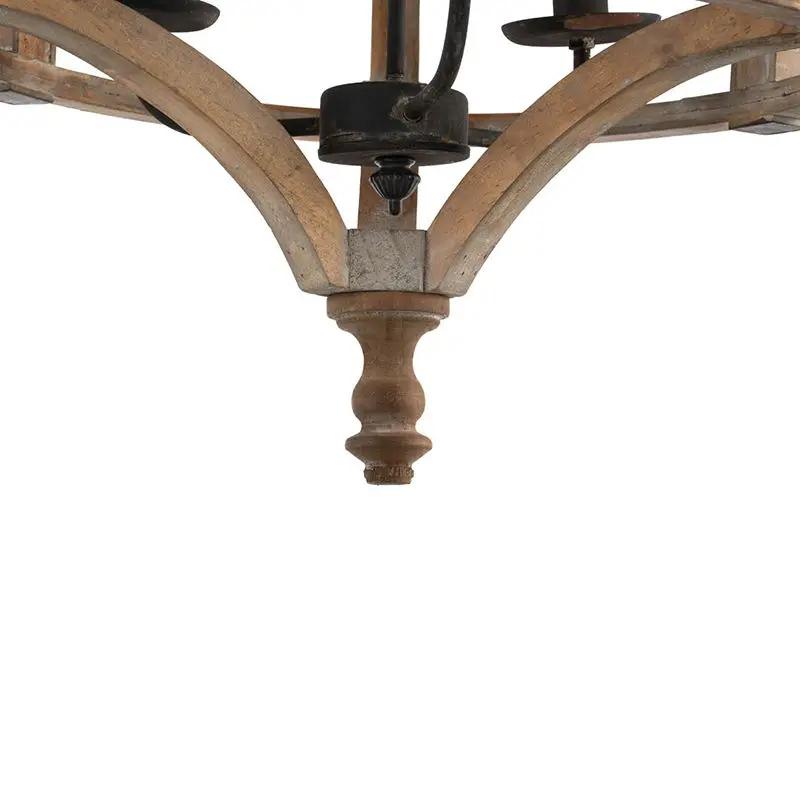 3 Light Wood Drum Chandelier, Hanging Light Fixture With Adjustable Chain For Kitchen, Bulb Not Included - Brown by HouseOfZazla