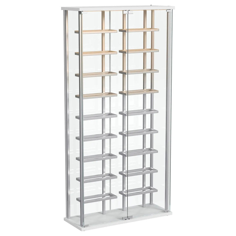 Montara Tempered Glass Wine Storage LED Curio Cabinet Chrome by Unique Piece Furniture