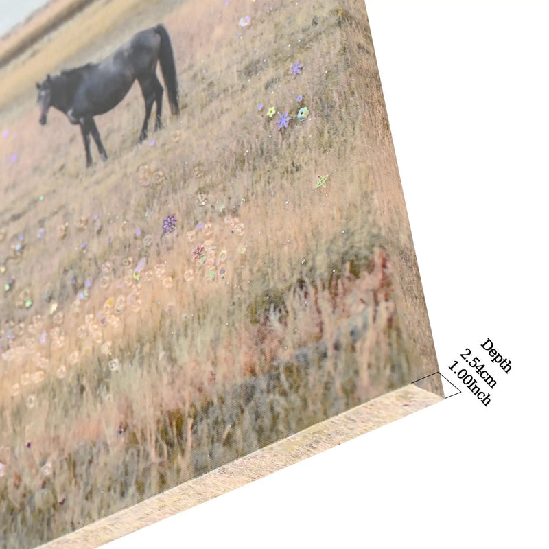Horse Framed Wall Art Decor for Living Room - Denim Brown by HouseOfZazla