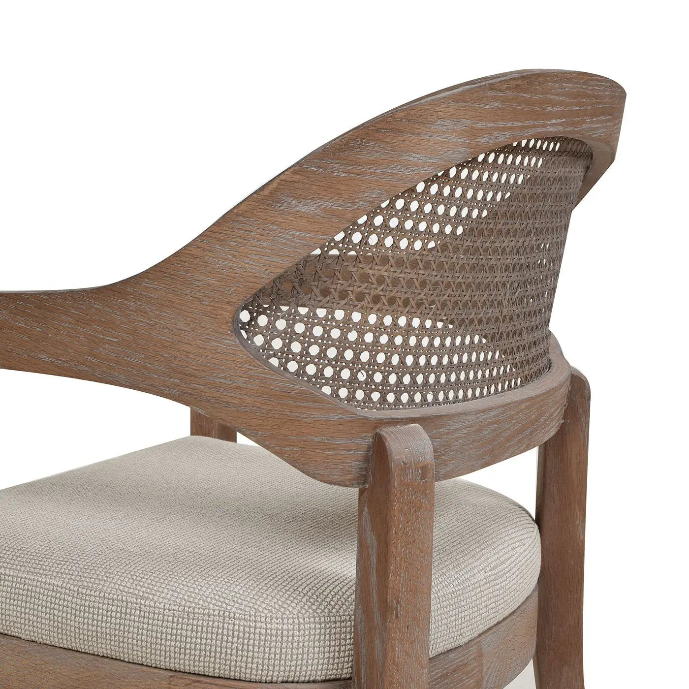 Americana - Mid-Century Modern Cane Back Dining Chair Textured Weave - Taupe Beige by HouseOfZazla