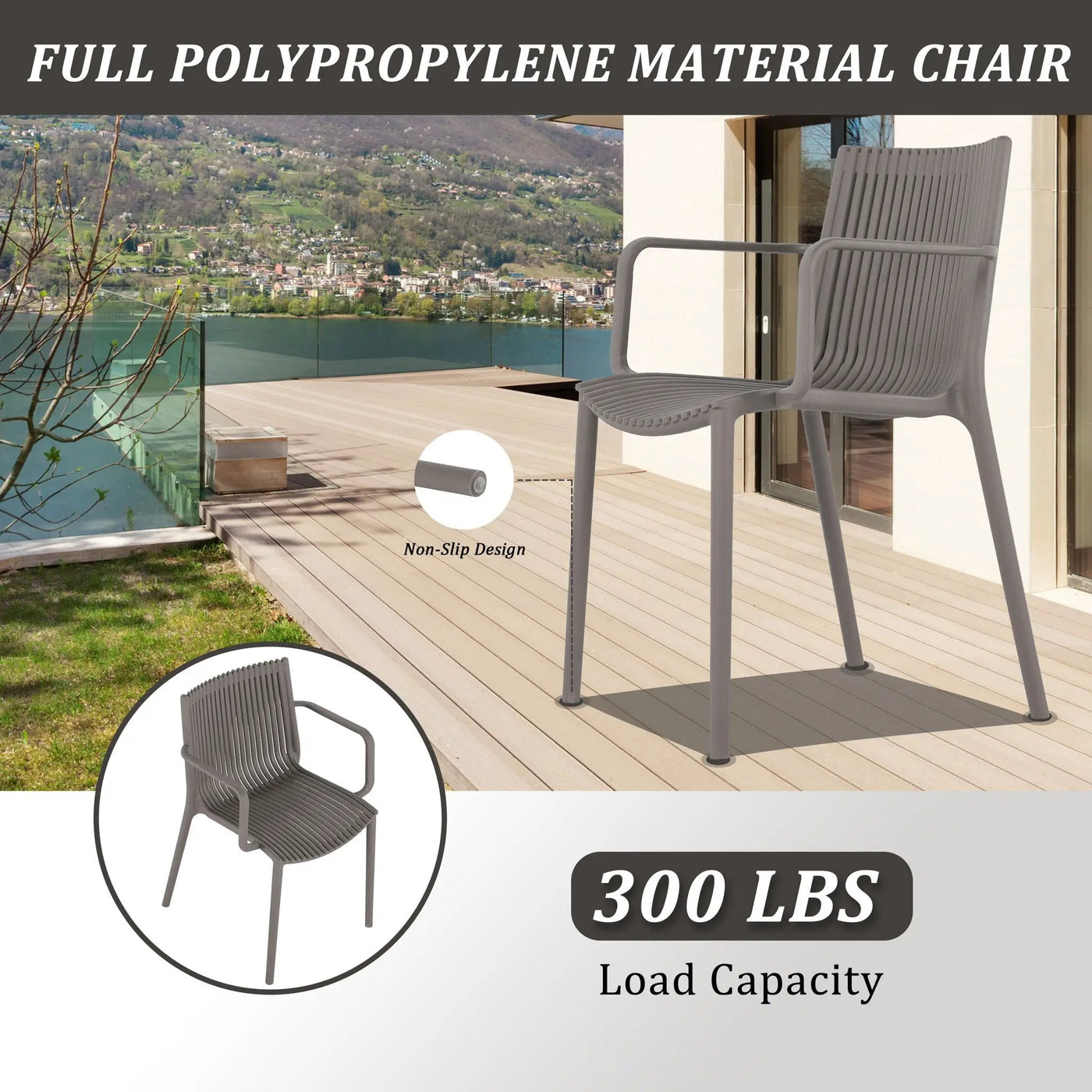 4 Modern Stackable Plastic Armchair Matched With Round Table by HouseOfZazla