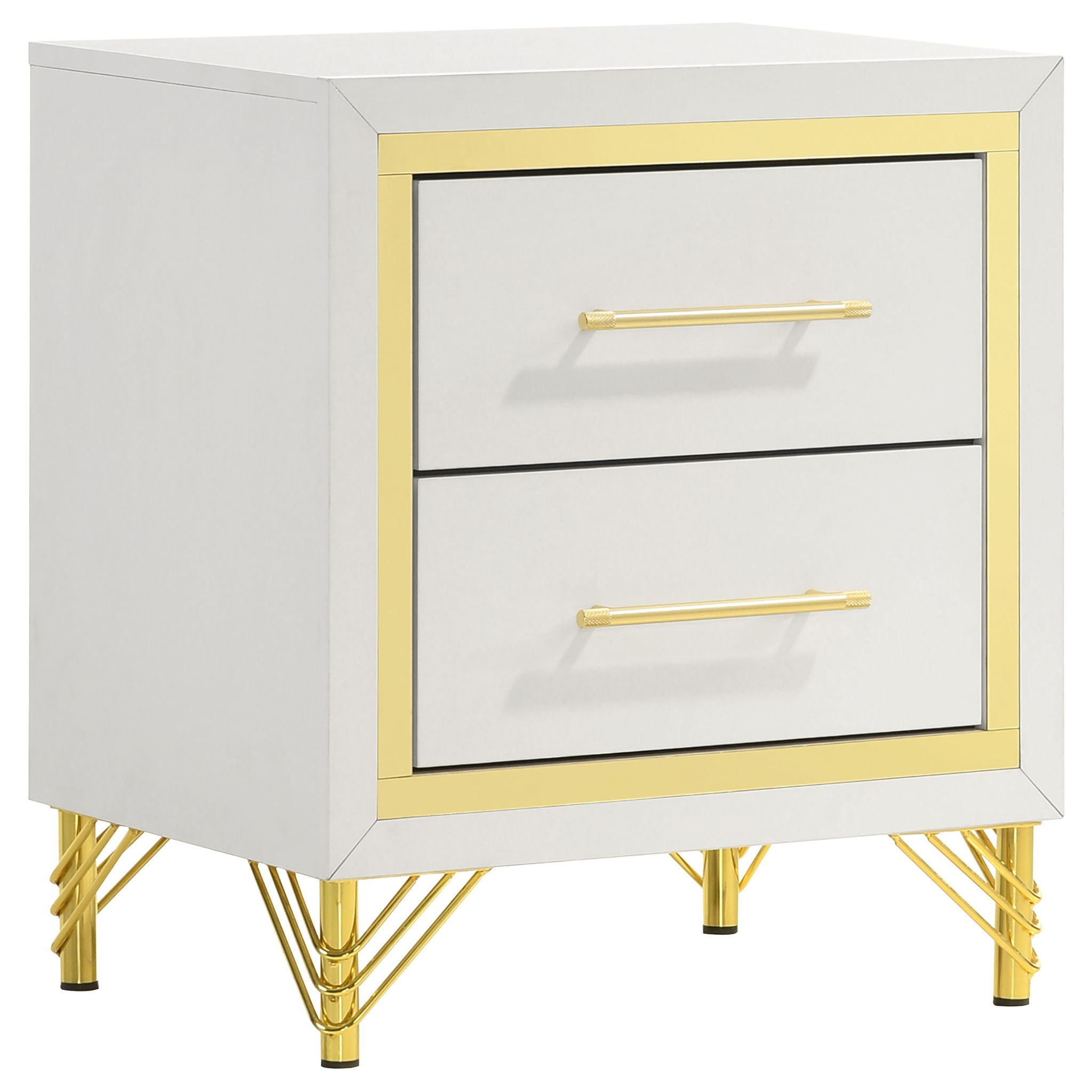 Chesney - 2 Drawer Nightstand With Trim, Bedroom Side Table - White by HouseOfZazla