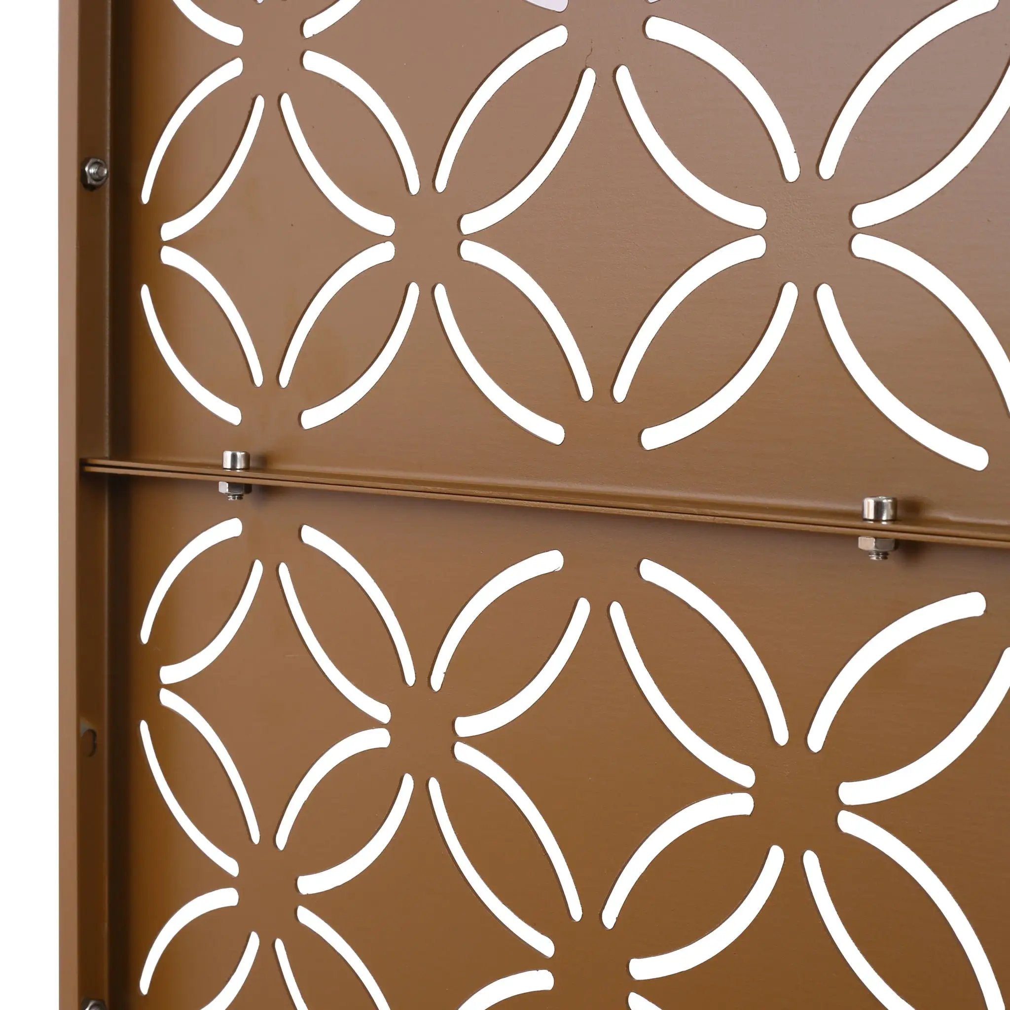 Freestanding Decorative Privacy Screen For Deck Balcony Patio, Metal Privacy - Brown by HouseOfZazla