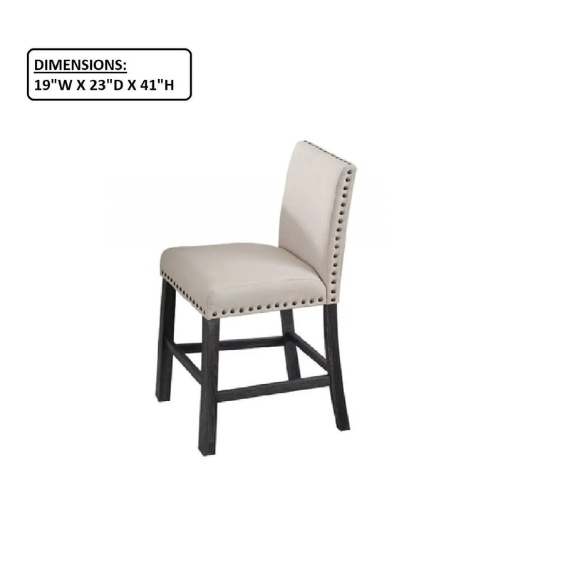 Upholstered Counter Dining Chair, Nailhead Trim (Set of 2) - Natural by Unique Piece Furniture