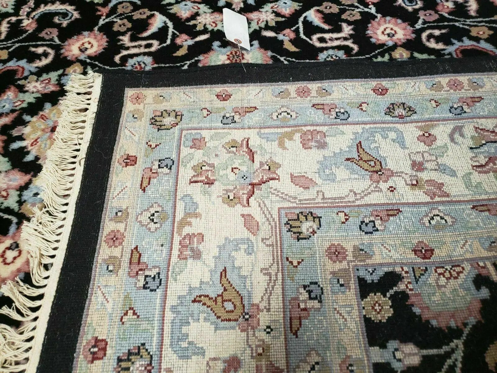 6' X 9' Handmade Indian Agra Wool Rug Carpet Vegetable Dyes Black by Jewel Rugs