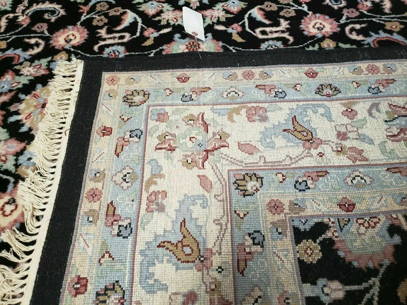 6' X 9' Handmade Indian Agra Wool Rug Carpet Vegetable Dyes Black by Jewel Rugs