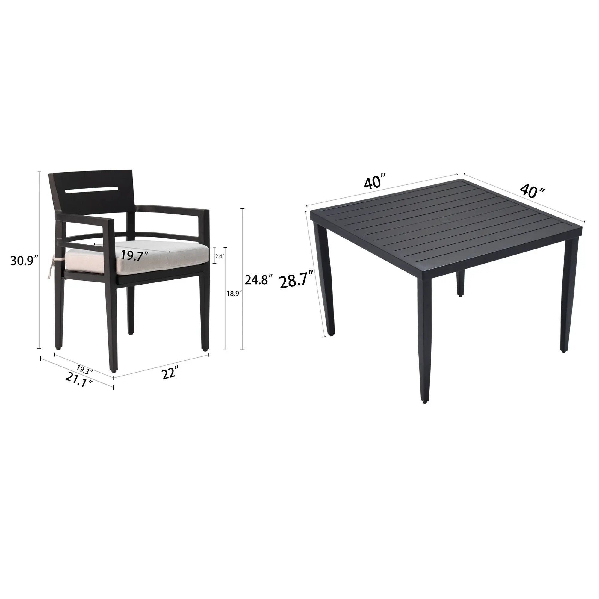 Outdoor Modern Dining Set, Chairs Sunbrella Cushioned And Dining Table With Umbrella Hole by Unique Piece Furniture