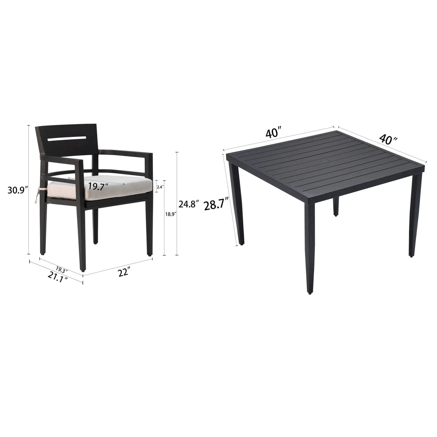 Outdoor Modern Dining Set, Chairs Sunbrella Cushioned And Dining Table With Umbrella Hole by HouseOfZazla