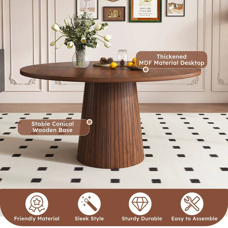 47 Inch Round MDF Dining Table for 4, Modern Farmhouse Style by HouseOfZazla