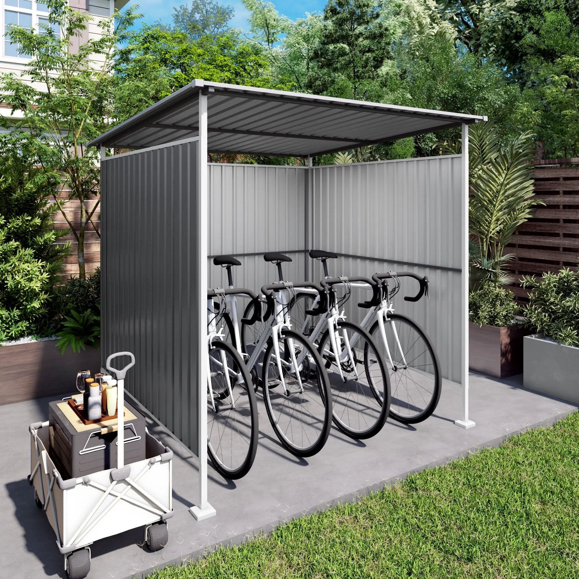 Outdoor Pergola, Bike Storage Shed, Grill Gazebo For Patio - Gray by HouseOfZazla