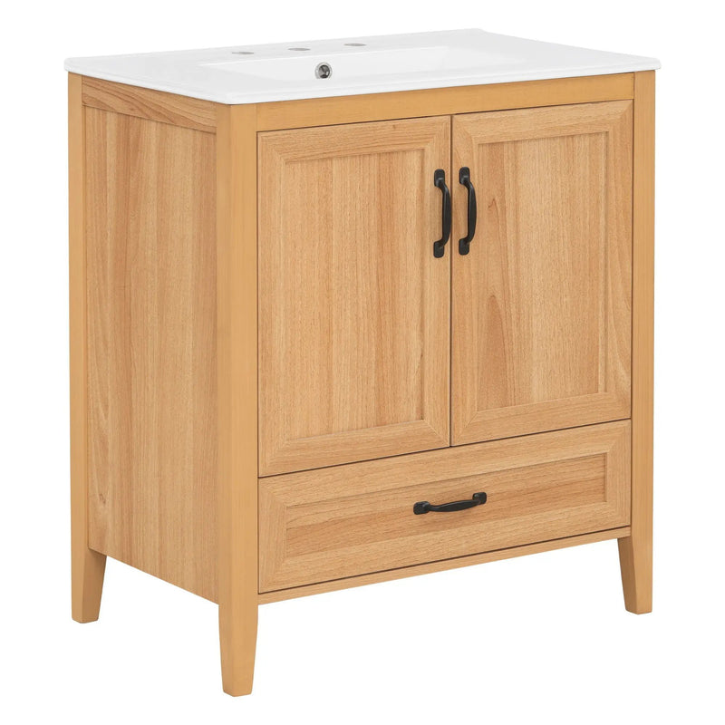 Elegant Fluted Bathroom Vanity With Sink, Soft Close Doors & Drawer by HouseOfZazla