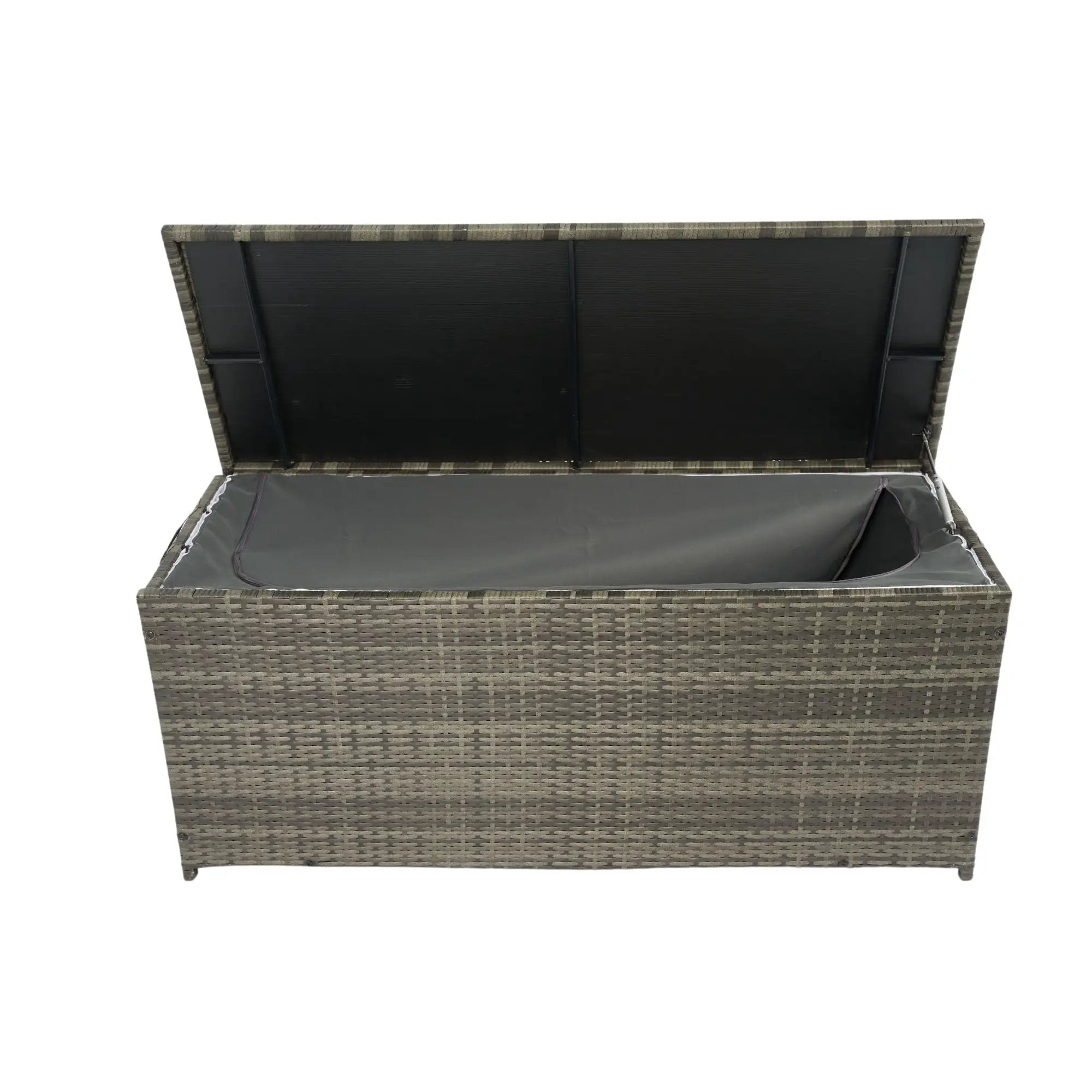 Outdoor Storage Box, Wicker Patio Deck Boxes With Lid, Outdoor Cushion Storage For Kids Toys, Pillows, Towel, Wicker by HouseOfZazla