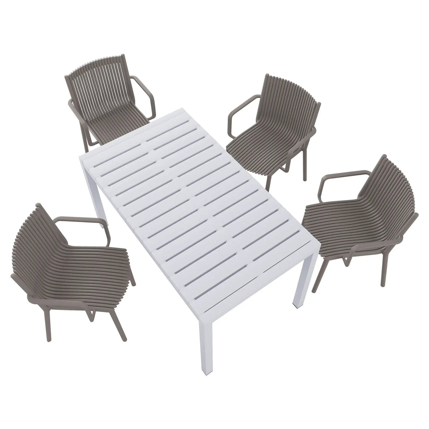 4 Modern Stackable Armchair Matched With Long Table by Unique Piece Furniture