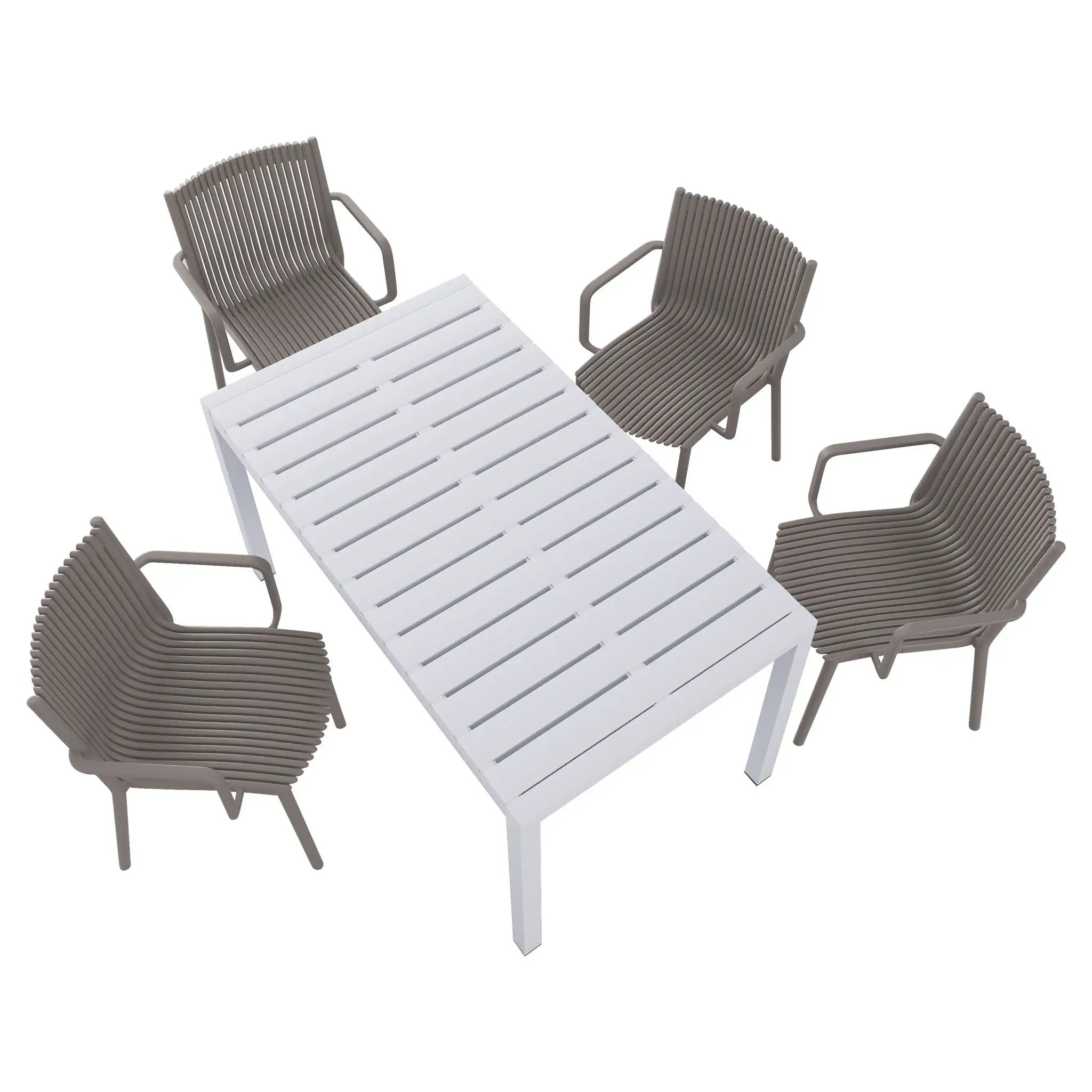 4 Modern Stackable Armchair Matched With Long Table by Unique Piece Furniture