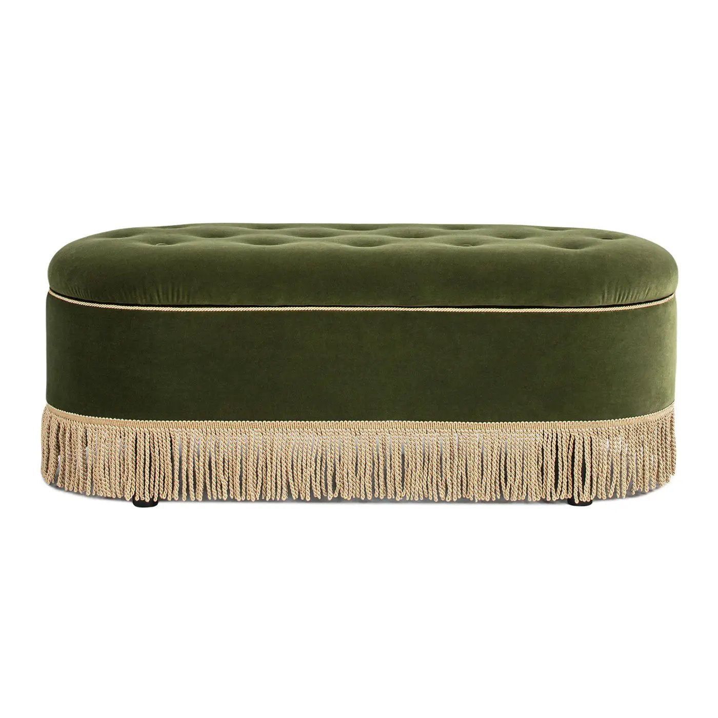 Melinda - Oval Tufted Bullion Fringe Storage Bench by Unique Piece Furniture