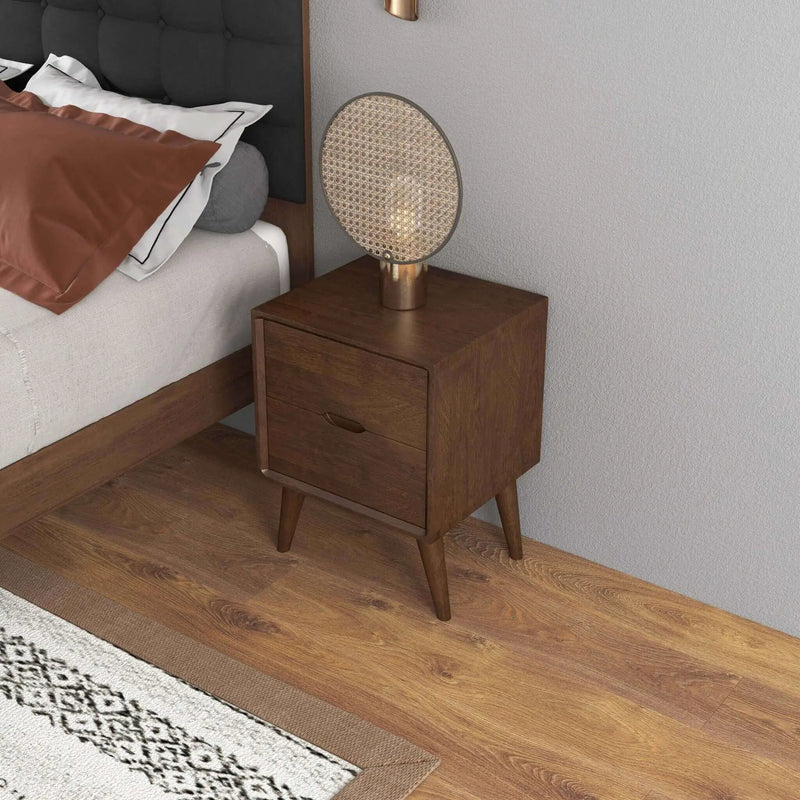 Alexandra - Night Stand With 2 Drawers - Walnut Brown by HouseOfZazla