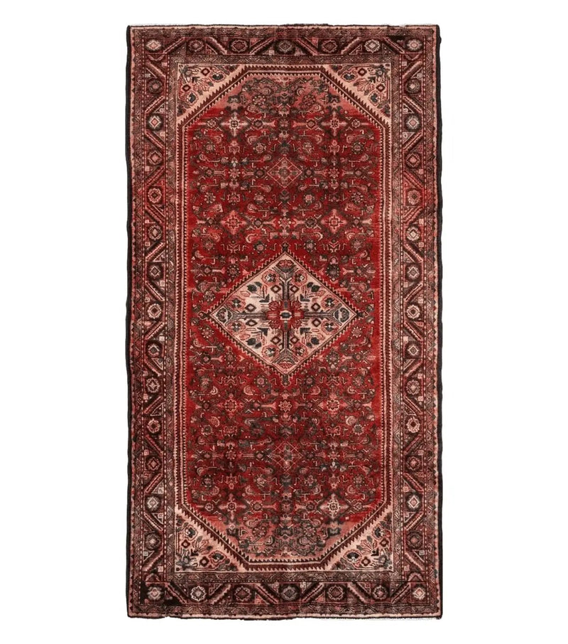 5' 6" X 10' Antique Handmade India Floral Oriental Wool Rug Veg Dyes Red Nice by Jewel Rugs