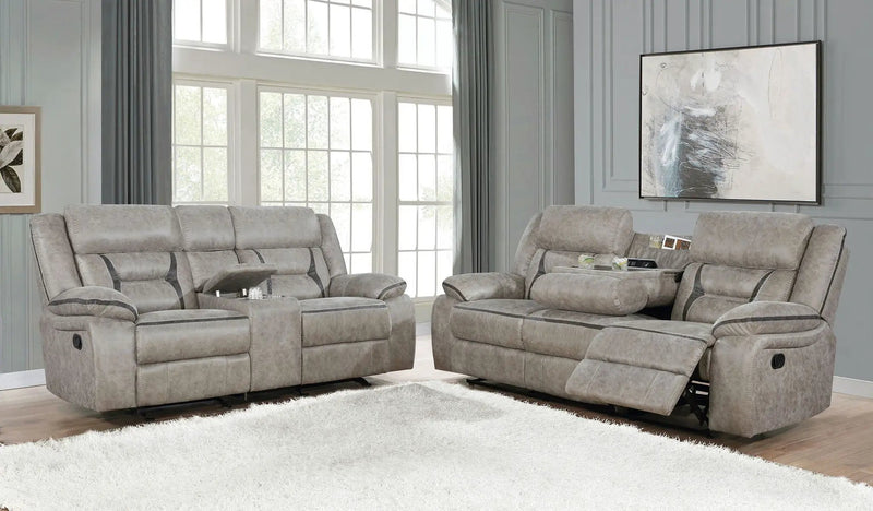 Greer 2-piece Upholstered Reclining Sofa Set Taupe by Unique Piece Furniture
