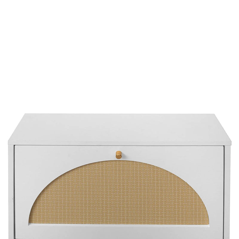 2 Door Shoe Rack, Rattan, Double Layer, Suitable For Living Room, Hallway - White by HouseOfZazla