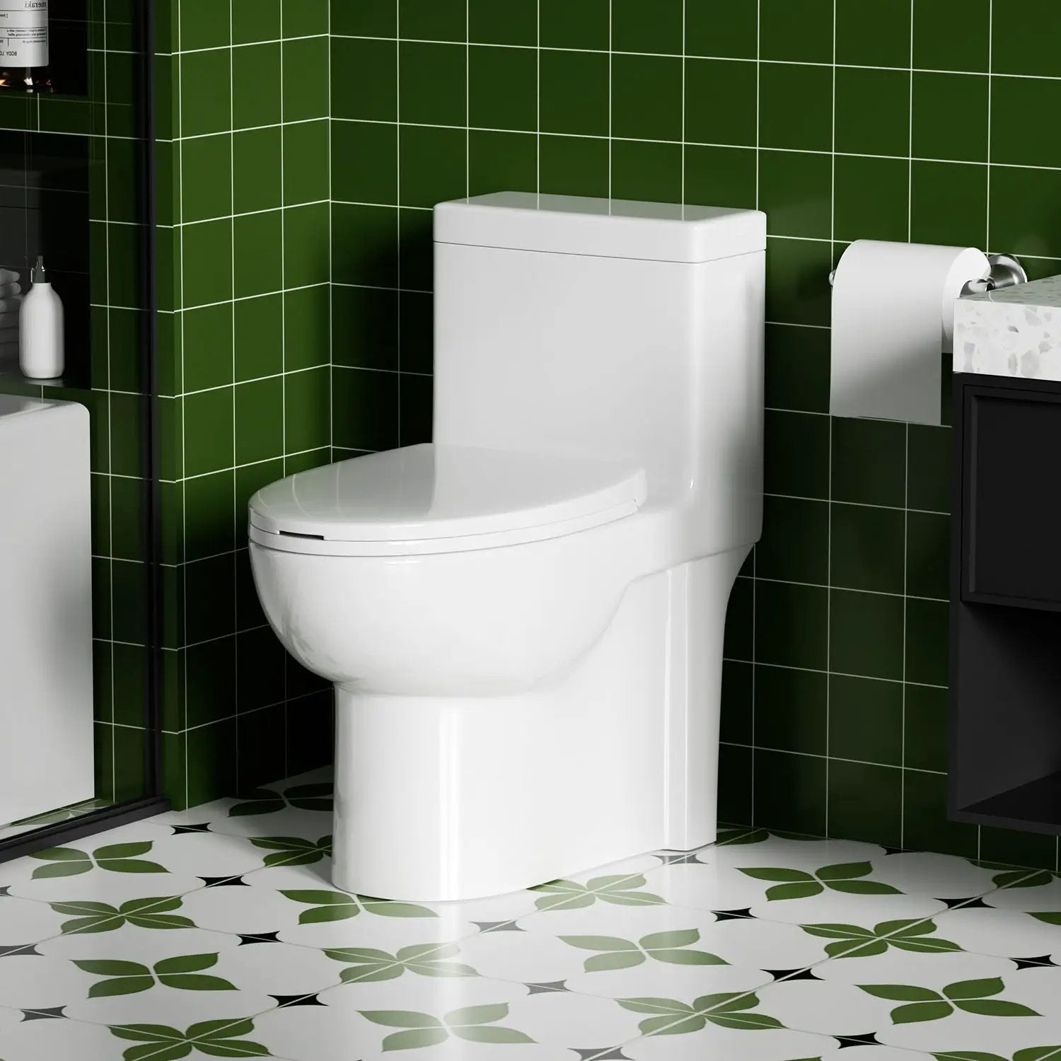 Gloss Tornado Flush 1 Piece Elongated Toilet With Siphonic Side Press, ADA Comfort Chair Height - Gloss White by HouseOfZazla