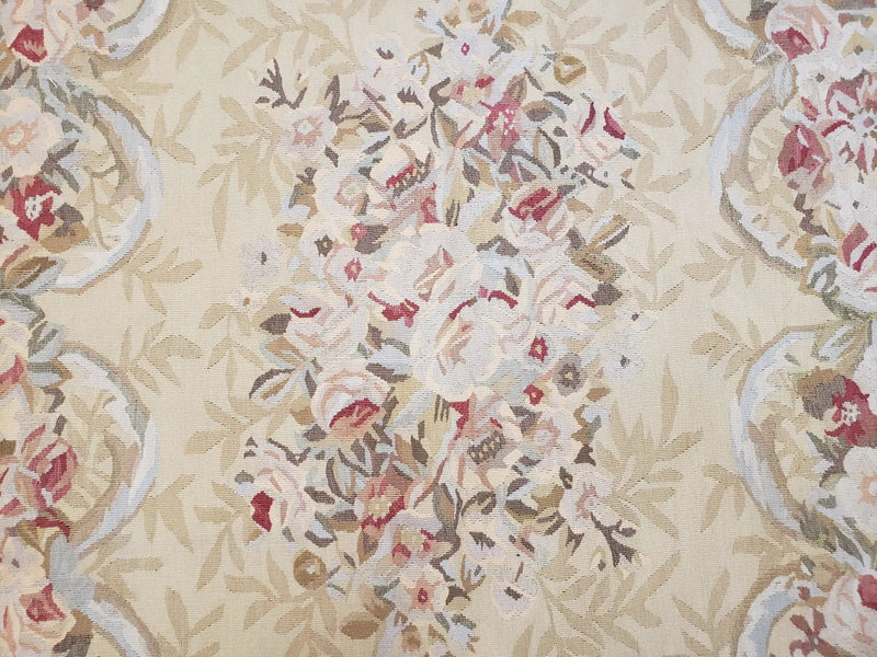 Aubusson Rug 6x9, Elegant Flatweave Rug, Aubusson Savonnerie 6 x 9 Flatweave Area Rug, Cream and Red, Wool Hand Woven Carpet, Medium Size by Jewel Rugs