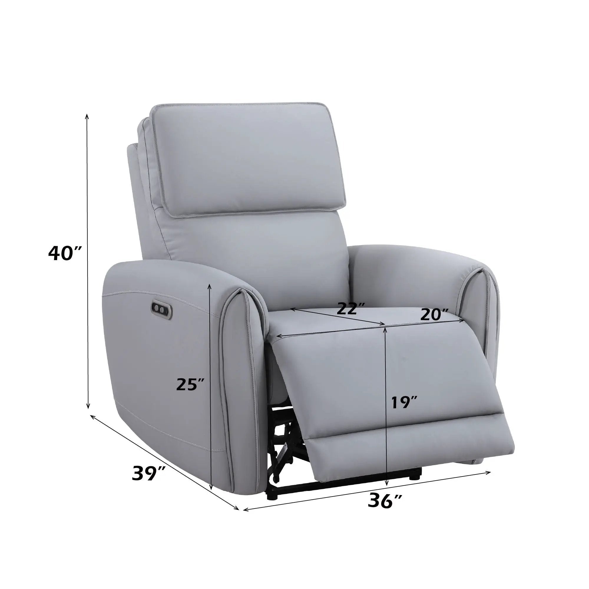 Jeromie - Power Motion Recliner With USB Port - Gray by Unique Piece Furniture